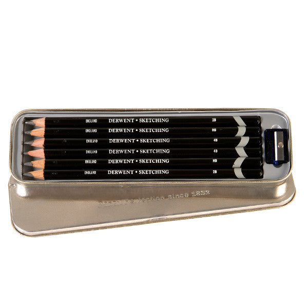 Derwent Sketching Graphite Pencil Tin of 6 by Derwent at Cult Pens