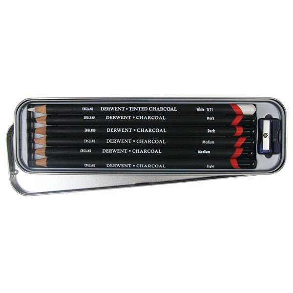 Derwent Charcoal Pencil Tin of 6 by Derwent at Cult Pens