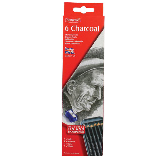 Derwent Charcoal Pencil Tin of 6 by Derwent at Cult Pens