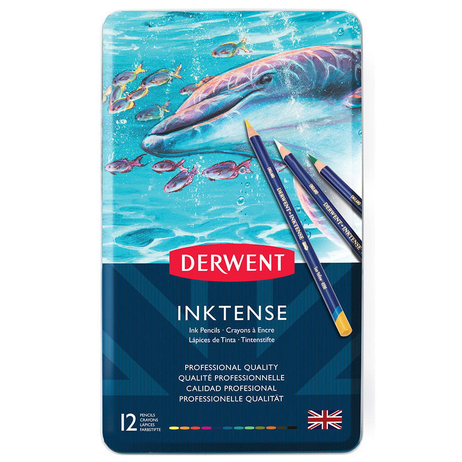 Derwent Inktense Coloured Pencils Tin of 12 by Derwent at Cult Pens