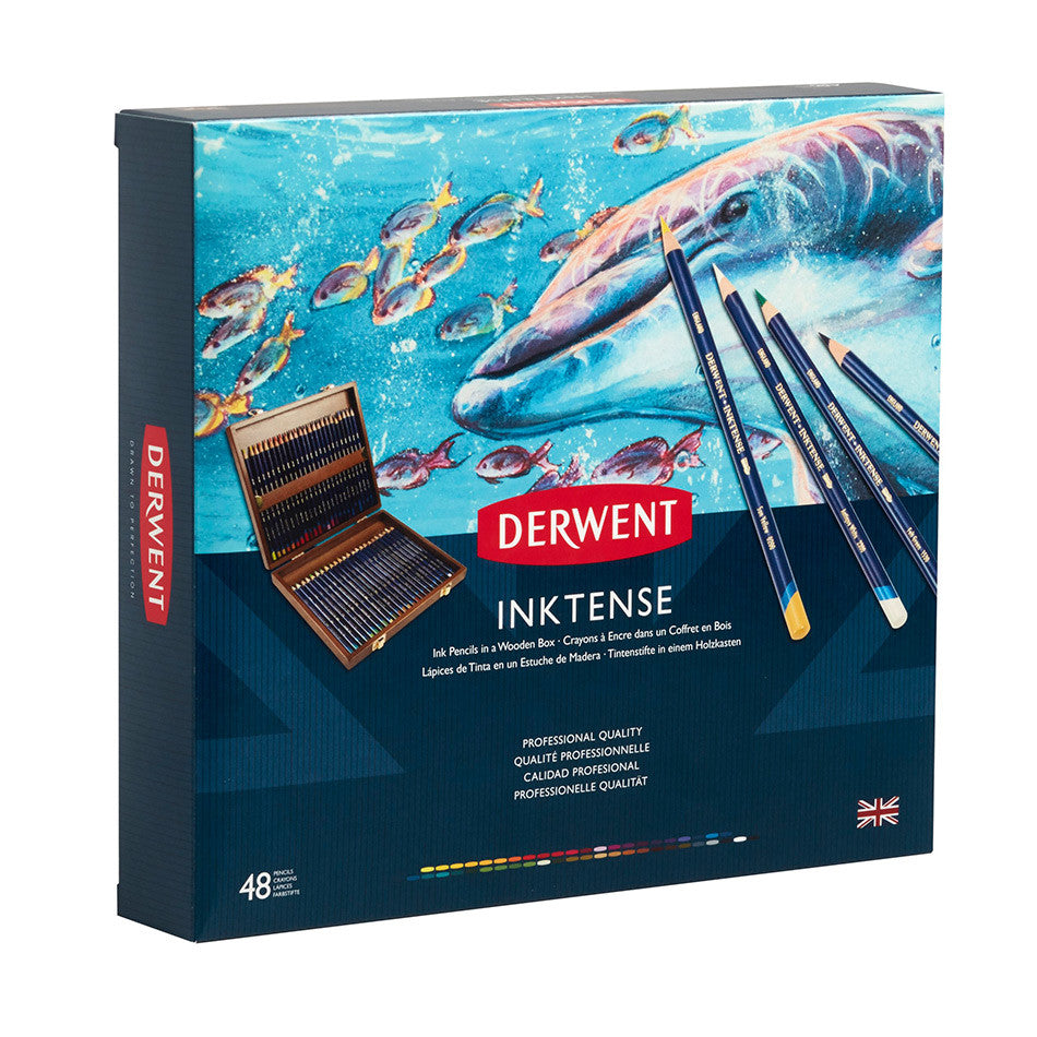 Derwent Inktense Coloured Pencils Wooden Box of 48 by Derwent at Cult Pens