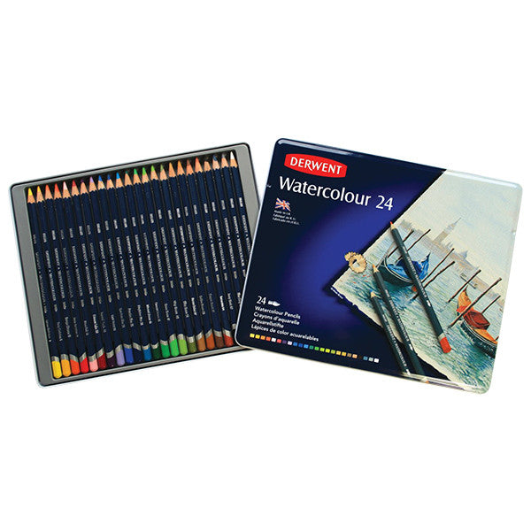 Derwent Watercolour Pencils Tin of 24 by Derwent at Cult Pens
