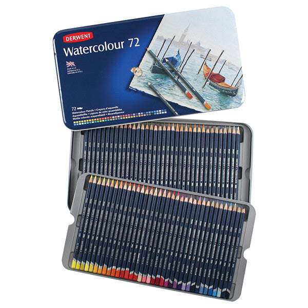 Derwent Watercolour Pencils Tin of 72 by Derwent at Cult Pens