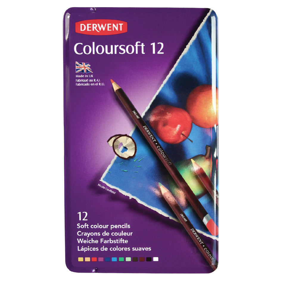 Derwent Coloursoft Coloured Pencil Tin of 12 by Derwent at Cult Pens