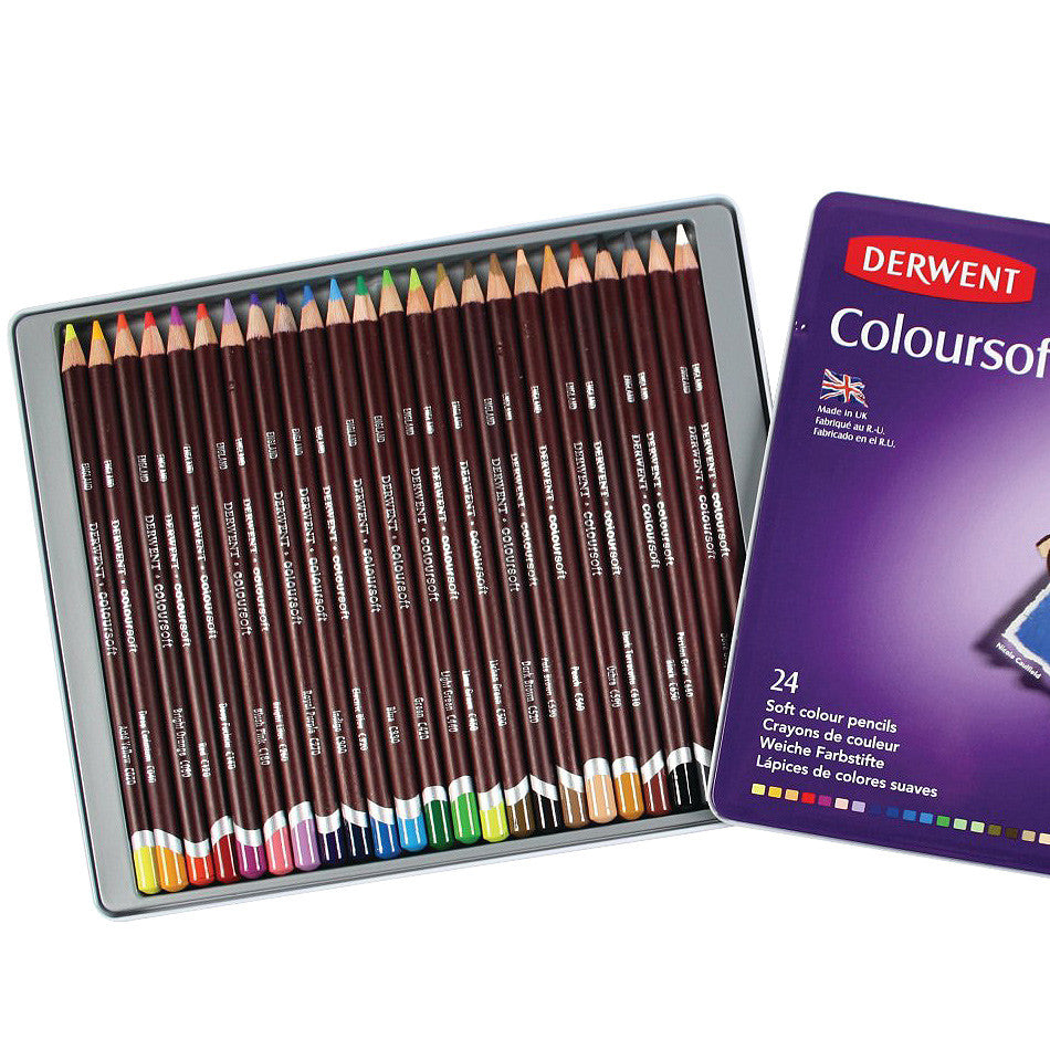 Derwent Coloursoft Coloured Pencil Tin of 24 by Derwent at Cult Pens
