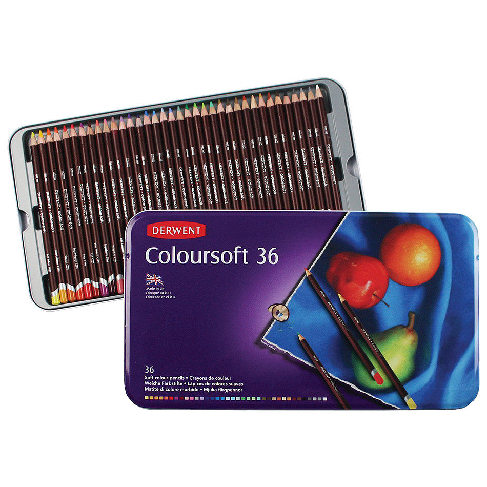 Derwent Coloursoft Coloured Pencil Tin of 36 by Derwent at Cult Pens