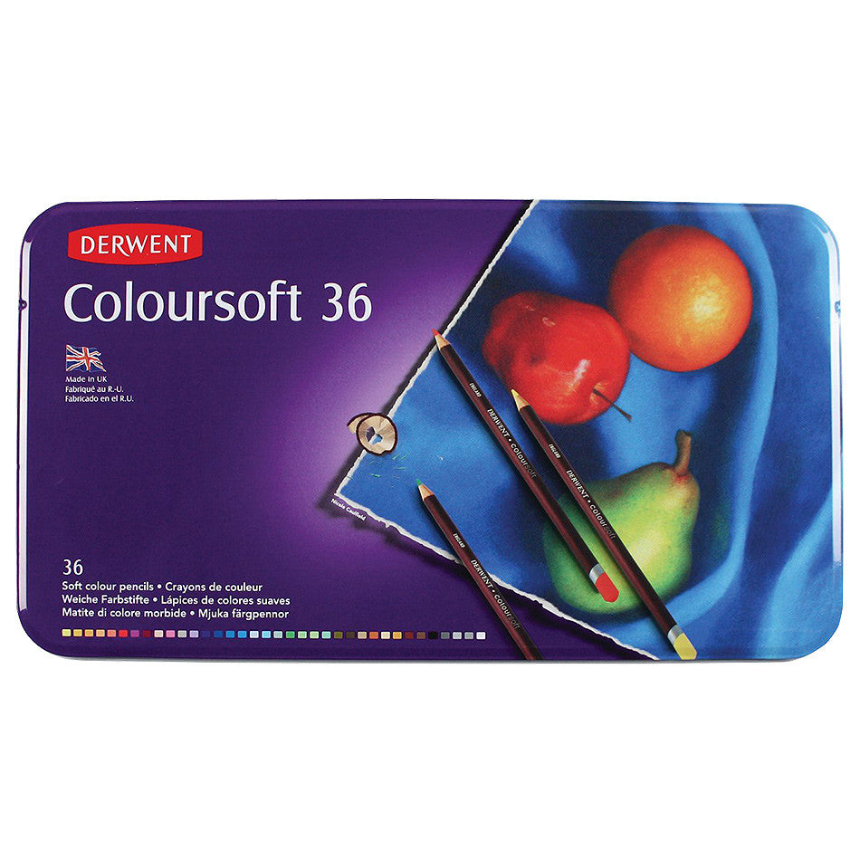 Derwent Coloursoft Coloured Pencil Tin of 36 by Derwent at Cult Pens