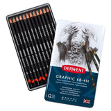 Derwent Graphic Graphite Pencil Tin of 12 Medium Grades by Derwent at Cult Pens