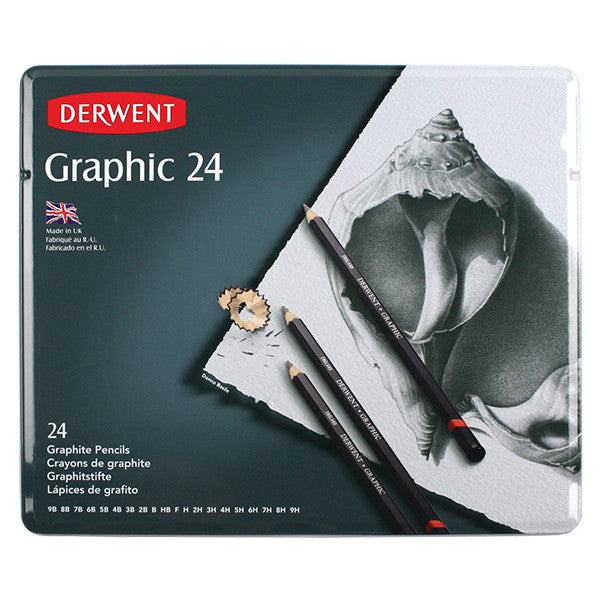 Derwent Graphic Graphite Pencil Tin of 24 by Derwent at Cult Pens