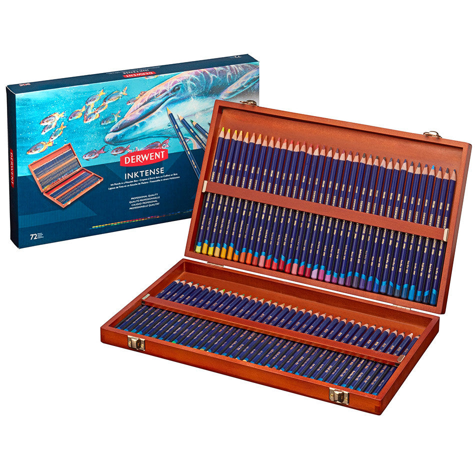 Derwent Inktense Coloured Pencils Wooden Box of 72 by Derwent at Cult Pens