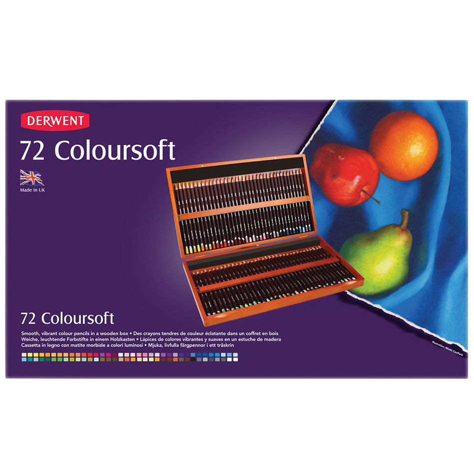 Derwent Coloursoft Coloured Pencils Wooden Box of 72 by Derwent at Cult Pens