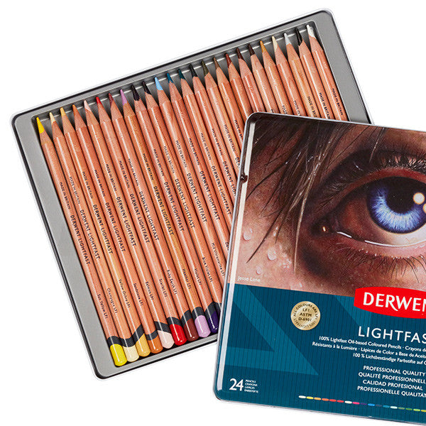 Derwent Lightfast Coloured Pencils Tin of 24 by Derwent at Cult Pens