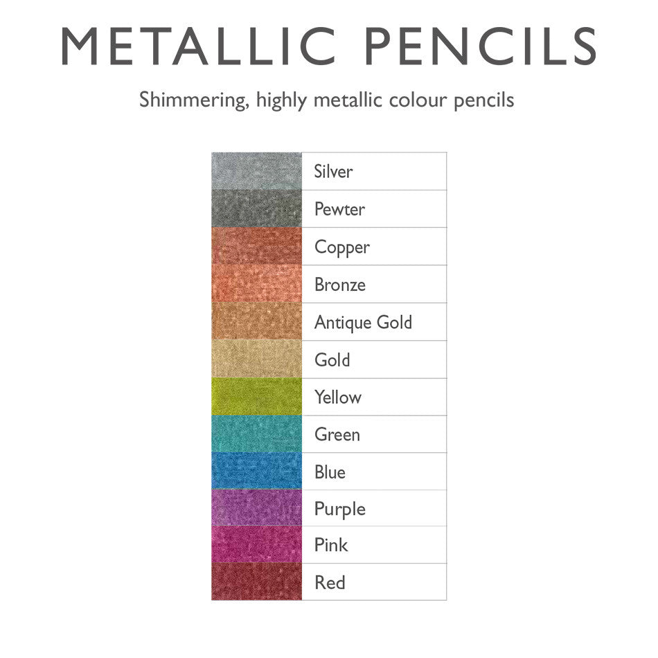 Derwent Metallic Pencils Tin of 12 by Derwent at Cult Pens