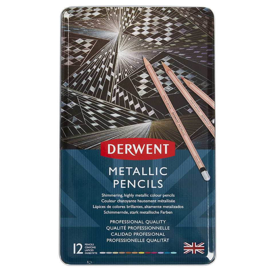 Derwent Metallic Pencils Tin of 12 by Derwent at Cult Pens