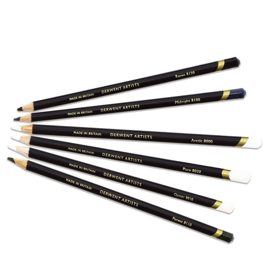 Derwent Artists Coloured Pencils Black and White Tin of 6 by Derwent at Cult Pens