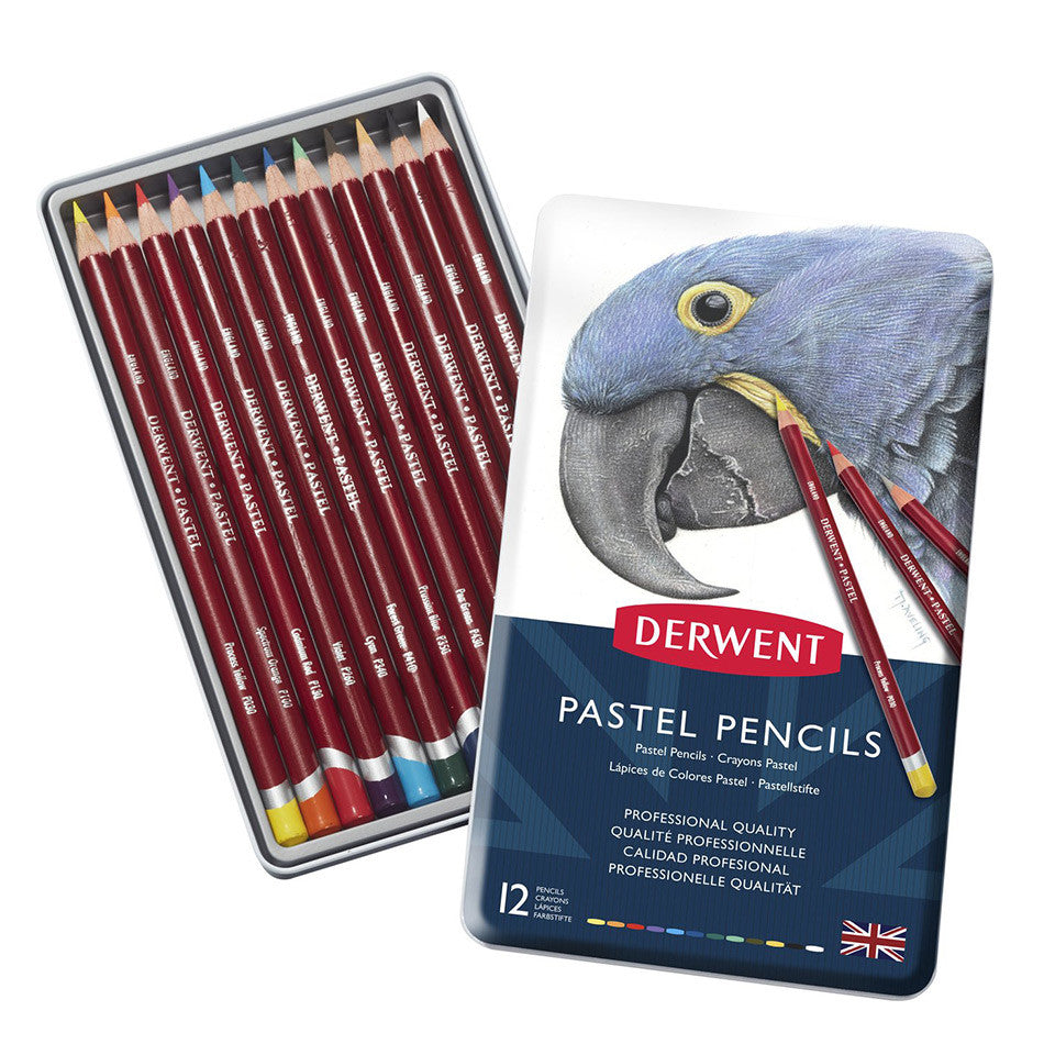 Derwent Pastel Pencil Tin of 12 Standard by Derwent at Cult Pens