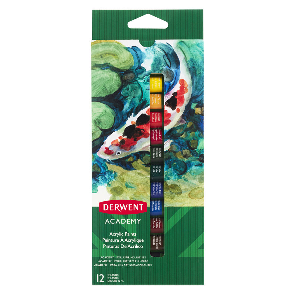 Derwent Academy Acrylic Paints Set of 12 Assorted by Derwent at Cult Pens