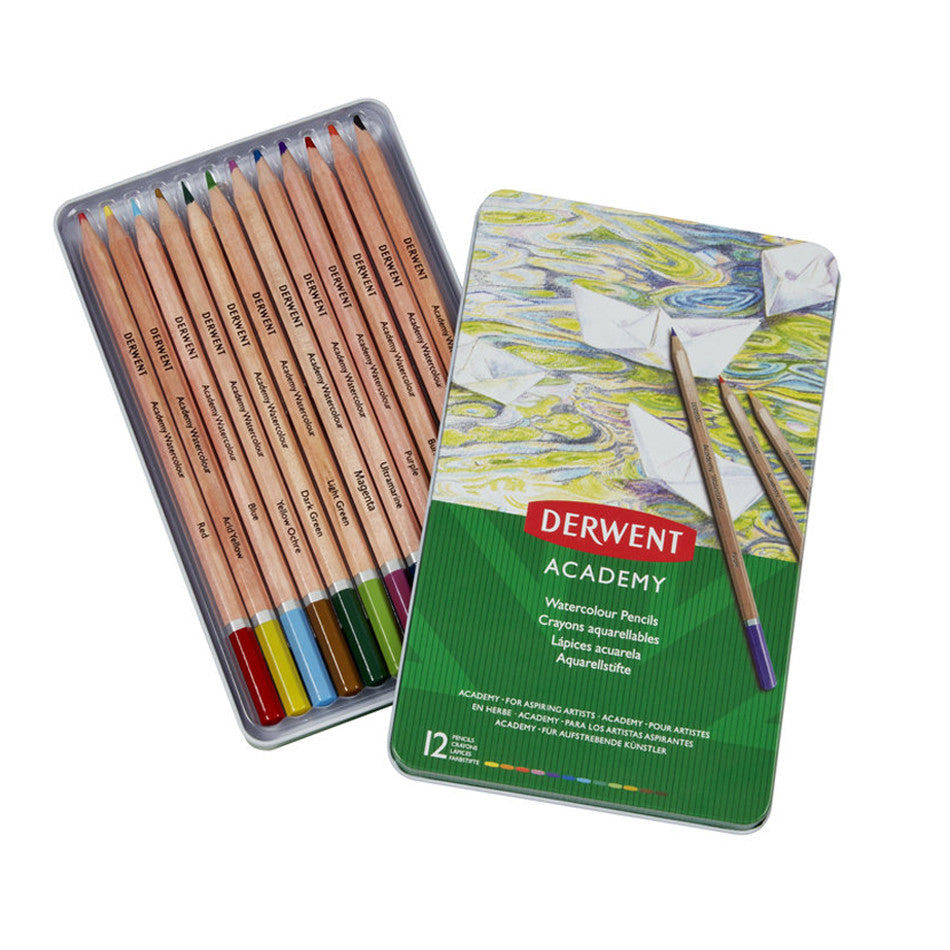 Derwent Academy Watercolour Pencils Set of 12 Assorted by Derwent at Cult Pens