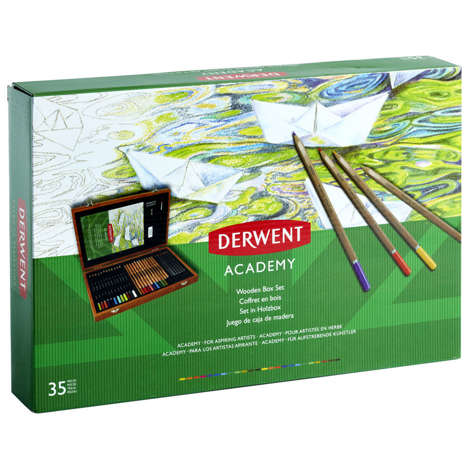 Derwent Academy 35 Piece Sketching and Colouring Wooden Box Gift Set by Derwent at Cult Pens
