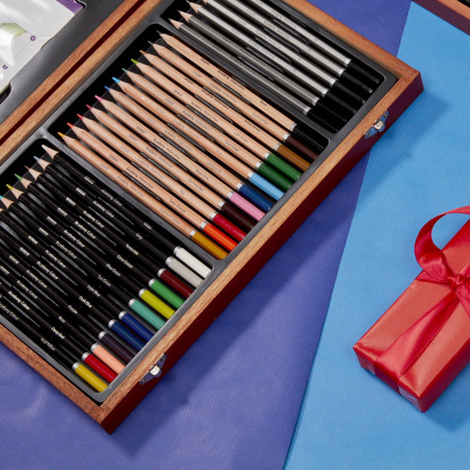 Derwent Academy 35 Piece Sketching and Colouring Wooden Box Gift Set by Derwent at Cult Pens