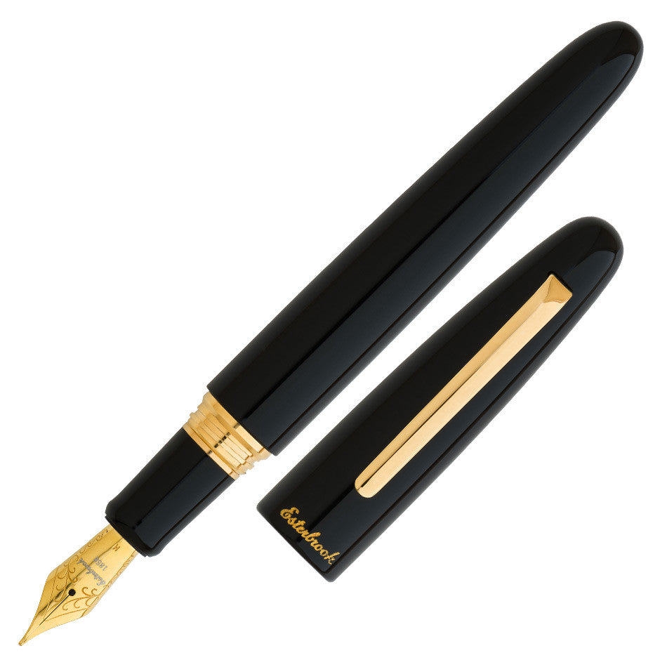 Esterbrook Estie Oversize Fountain Pen Ebony With Gold Trim Needlepoint Nib by Esterbrook at Cult Pens