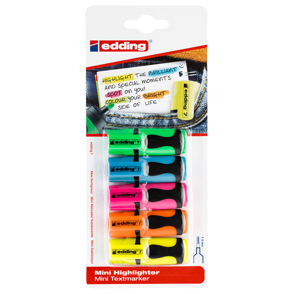 edding 7 Mini Highlighter Assorted Set of 5 by edding at Cult Pens