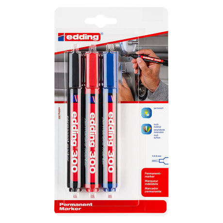 edding 300 Permanent Marker Set of 3 by edding at Cult Pens