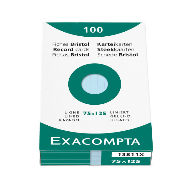 Exacompta Blue 5 x 3 (125 x 75) Record Cards Pack of 100 by Exacompta at Cult Pens