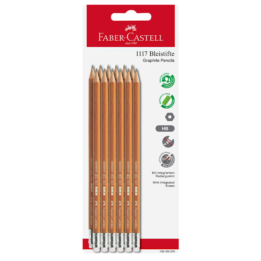 Faber-Castell 1117 Graphite Pencil Set of 12 with Eraser by Faber-Castell at Cult Pens