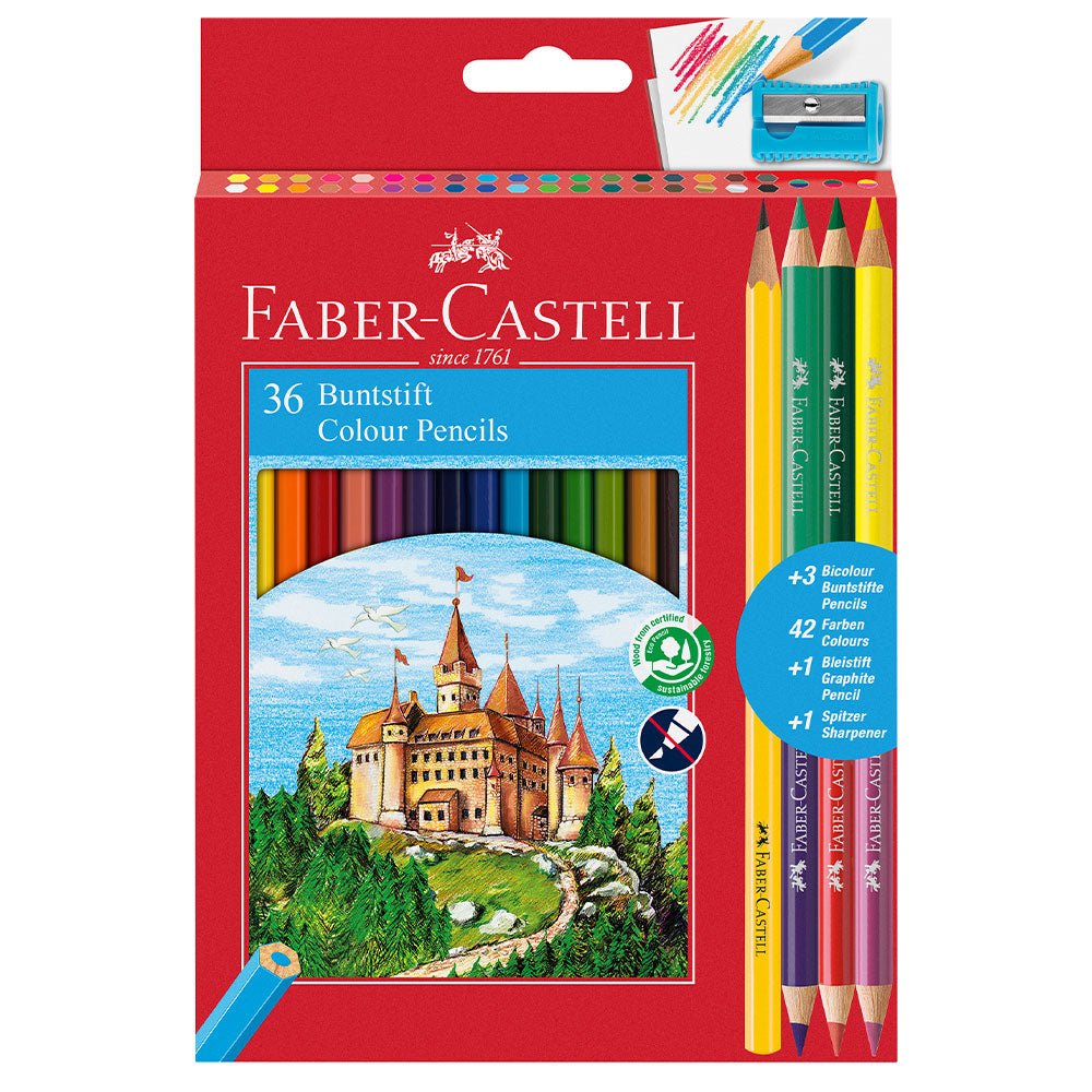 Faber-Castel Eco Colouring Pencil Set of 36 with 3 Bicolour Pencils by Faber-Castell at Cult Pens