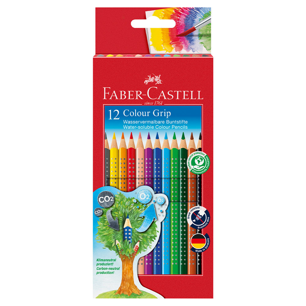 Faber-Castell Grip Water Soluable Colouring Pencil Set of 12 by Faber-Castell at Cult Pens