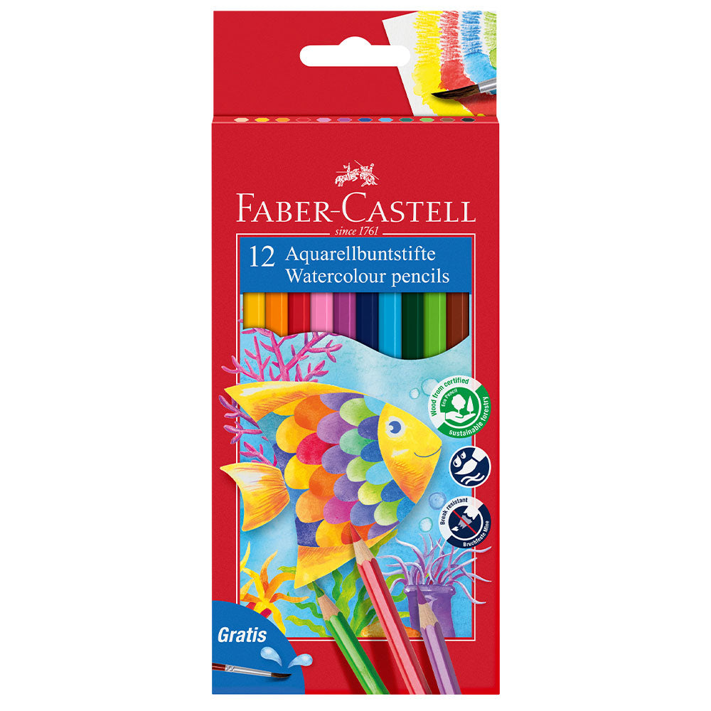 Faber-Castell Watercolour Pencil + Brush Set of 12 by Faber-Castell at Cult Pens