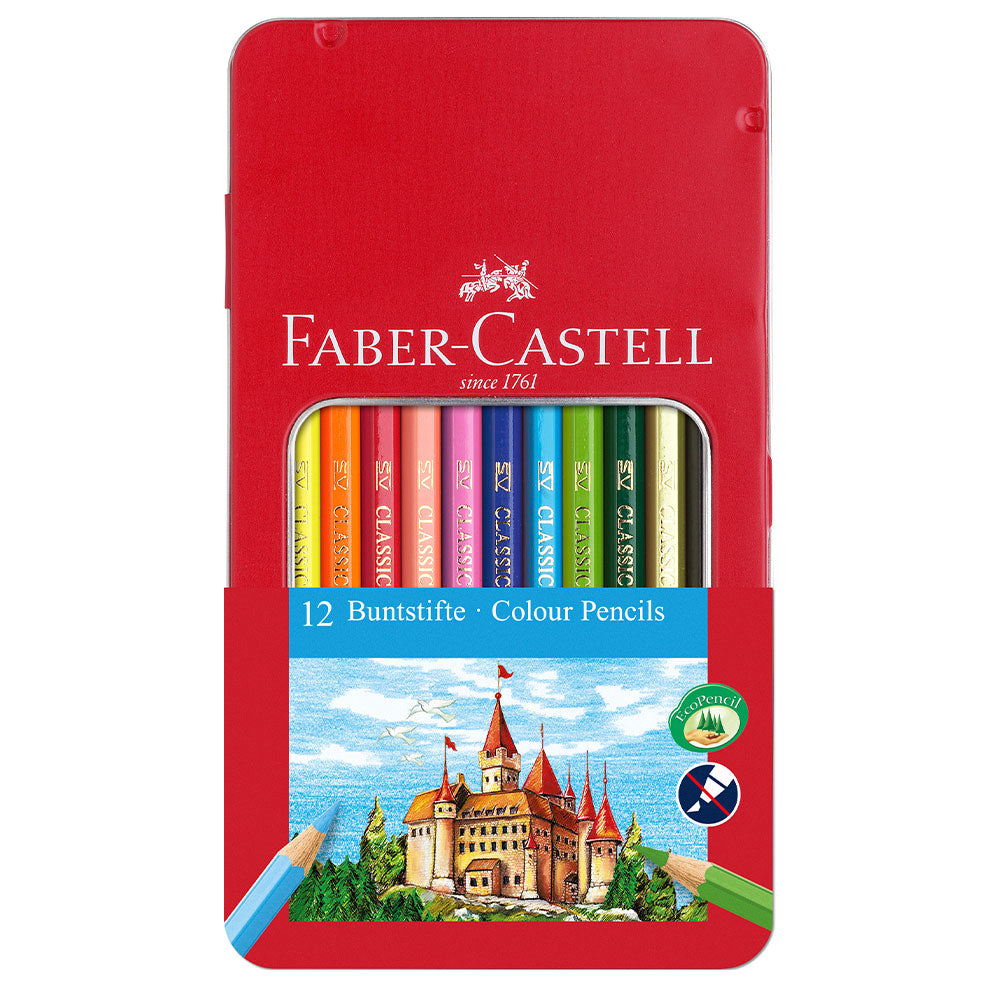 Faber-Castell Classic Hexagonal Colouring Pencils Tin of 12 by Faber-Castell at Cult Pens