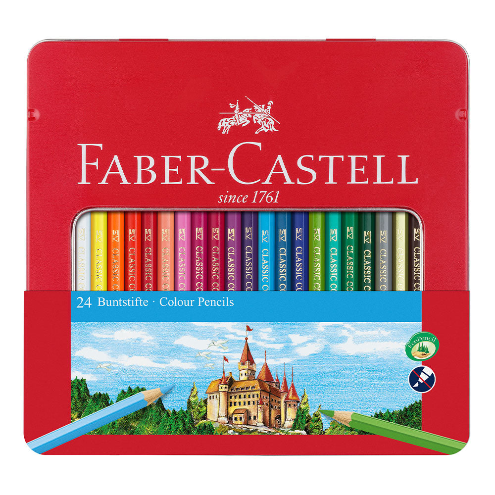 Faber-Castell Hexagonal Colouring Pencils Tin of 24 by Faber-Castell at Cult Pens