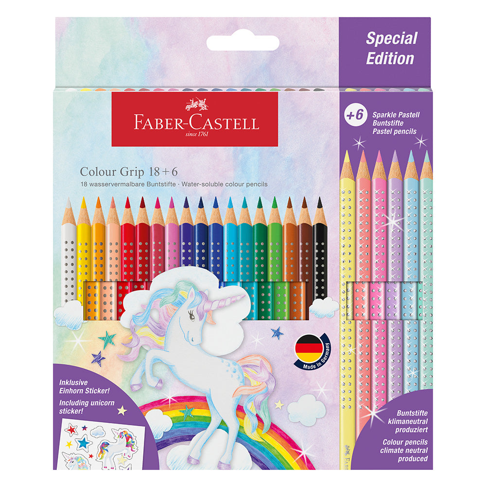 Faber-Castell Colouring Pencils Colour Grip Special Edition Unicorn Set 18+6 by Faber-Castell at Cult Pens