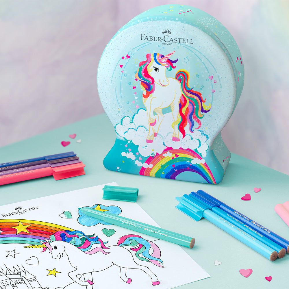 Faber-Castell Fibre-Tip Pen Connector Snow Globe Unicorn Set of 33 by Faber-Castell at Cult Pens