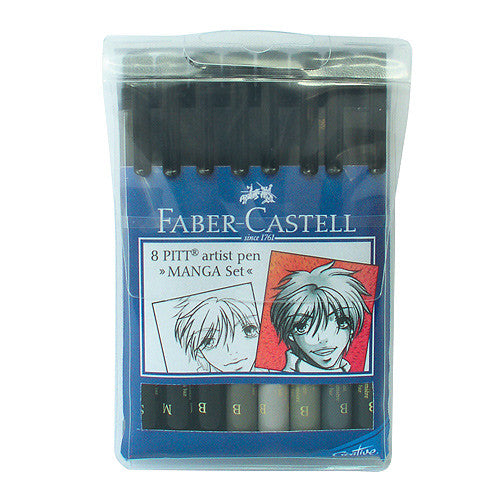 Faber-Castell Pitt Artist Brush Pen Manga Set of 8 by Faber-Castell at Cult Pens