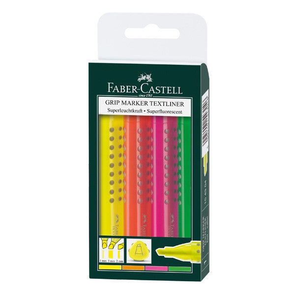 Faber-Castell Grip Textliner Highlighter Pen Wallet of 4 by Faber-Castell at Cult Pens