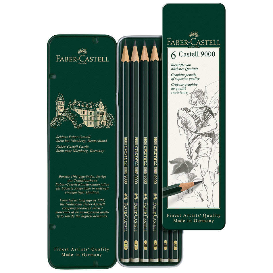Faber-Castell 9000 Pencil Tin of 6 by Faber-Castell at Cult Pens