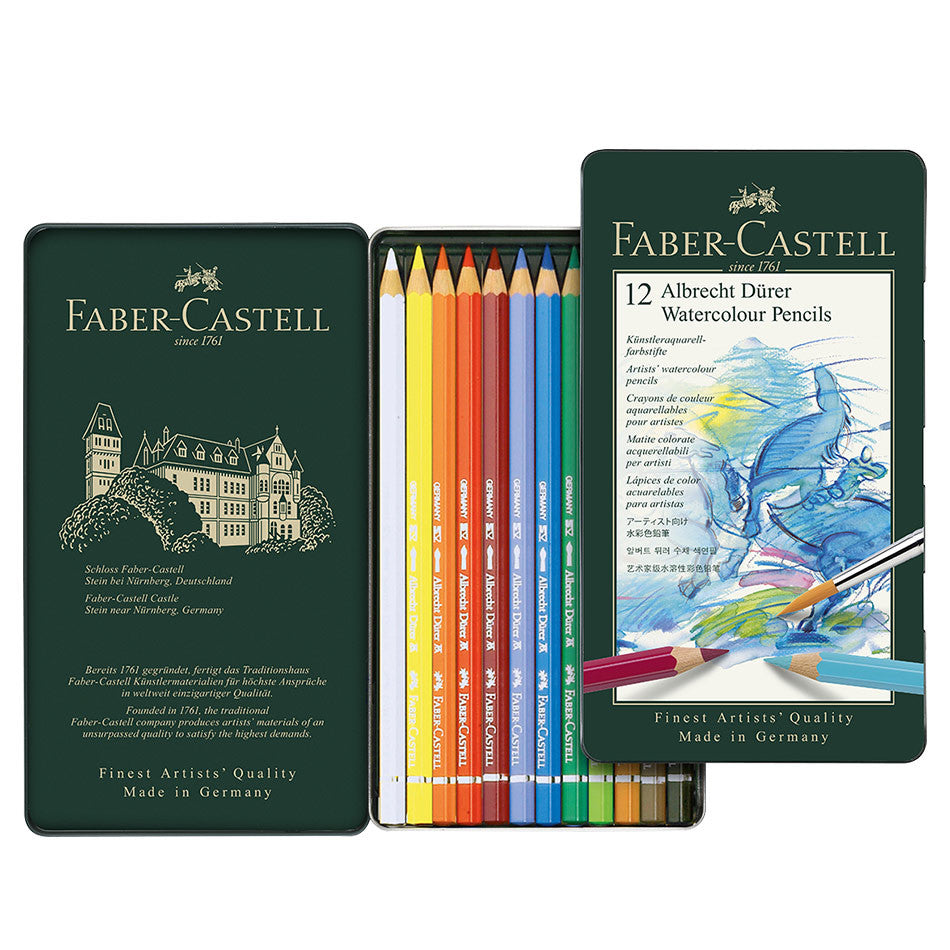 Faber-Castell Albrecht Durer Artists Watercolour Pencil Tin of 12 by Faber-Castell at Cult Pens