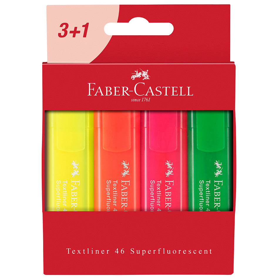 Faber-Castell Textliner 1546 Superfluorescent Cardboard Wallet of 4 by Faber-Castell at Cult Pens