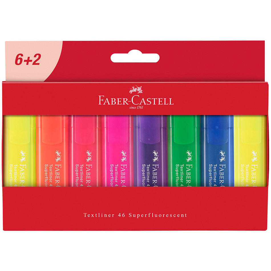 Faber-Castell Textliner 1546 Superfluorescent Cardboard Wallet of 8 by Faber-Castell at Cult Pens
