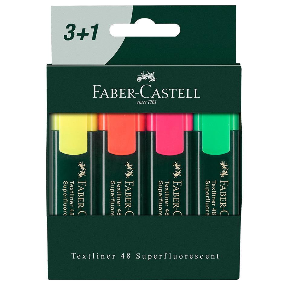 Faber-Castell Textliner 1548 Superfluorescent Cardboard Wallet of 4 by Faber-Castell at Cult Pens