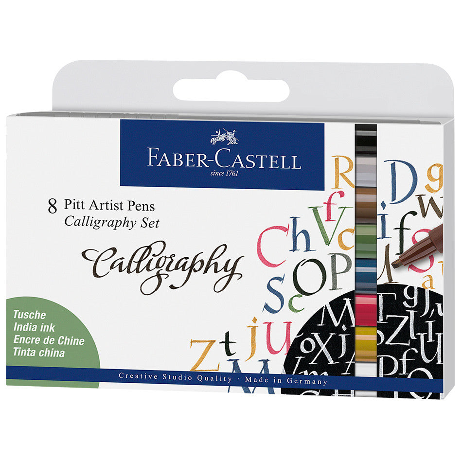 Faber-Castell Pitt Artist Pen Calligraphy Set of 8 Assorted by Faber-Castell at Cult Pens