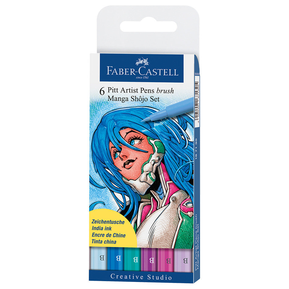 Faber-Castell Pitt Artist Pen Brush Manga Set of 6 by Faber-Castell at Cult Pens