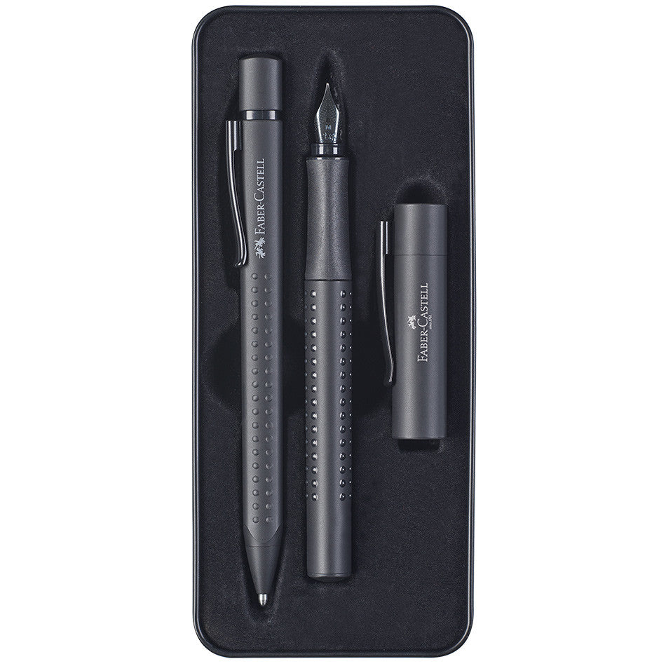 Faber-Castell Grip Fountain Pen and Ballpoint Set Limited Edition All Black by Faber-Castell at Cult Pens