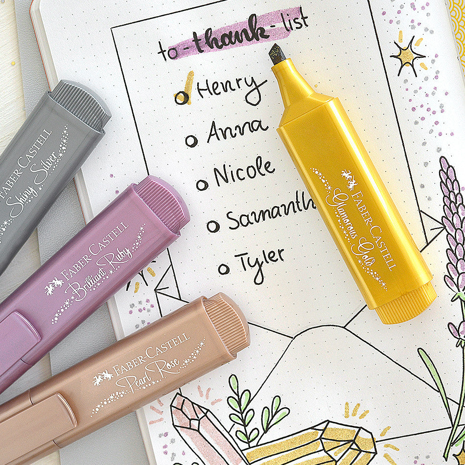 Faber-Castell Textliners 46 Metallic Highlighter Assorted Set of 4 by Faber-Castell at Cult Pens