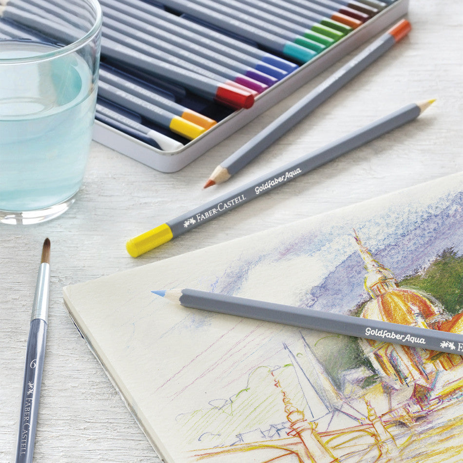 Faber-Castell Goldfaber Aqua Watercolour Pencils Tin of 24 by Faber-Castell at Cult Pens