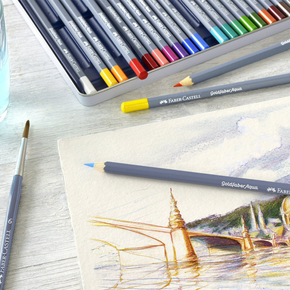 Faber-Castell Goldfaber Aqua Watercolour Pencils Tin of 24 by Faber-Castell at Cult Pens