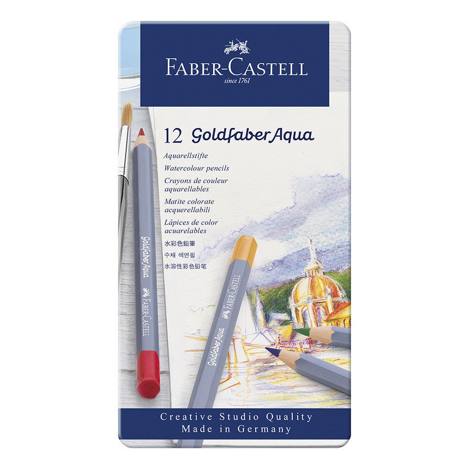 Faber-Castell Goldfaber Aqua Watercolour Pencils Tin of 12 by Faber-Castell at Cult Pens